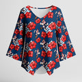 Sydney Roosters Kimono Sleeve Blouse Tropical Hibiscus Floral Seamless Rugby Mascot