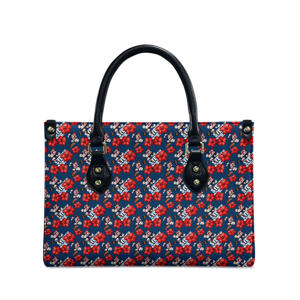 Sydney Roosters Leather Bag Tropical Hibiscus Floral Seamless Rugby Mascot