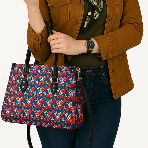 Sydney Roosters Leather Bag Tropical Hibiscus Floral Seamless Rugby Mascot