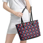 Sydney Roosters Leather Tote Bag Tropical Hibiscus Floral Seamless Rugby Mascot