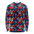 Sydney Roosters Long Sleeve Shirt Tropical Hibiscus Floral Seamless Rugby Mascot