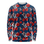 Sydney Roosters Long Sleeve Shirt Tropical Hibiscus Floral Seamless Rugby Mascot