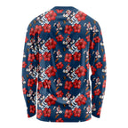Sydney Roosters Long Sleeve Shirt Tropical Hibiscus Floral Seamless Rugby Mascot