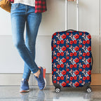 Sydney Roosters Luggage Cover Tropical Hibiscus Floral Seamless Rugby Mascot