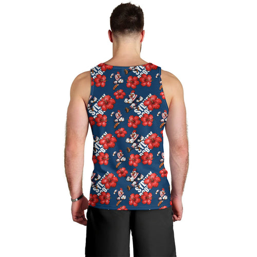 Sydney Roosters Men Tank Top Tropical Hibiscus Floral Seamless Rugby Mascot