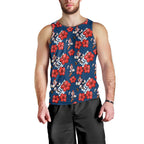 Sydney Roosters Men Tank Top Tropical Hibiscus Floral Seamless Rugby Mascot