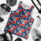 Sydney Roosters Men Tank Top Tropical Hibiscus Floral Seamless Rugby Mascot