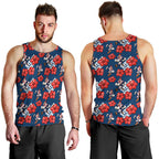 Sydney Roosters Men Tank Top Tropical Hibiscus Floral Seamless Rugby Mascot