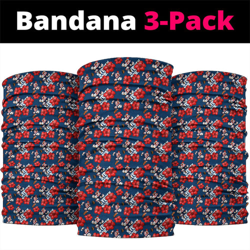 Sydney Roosters Neck Gaiter Tropical Hibiscus Floral Seamless Rugby Mascot
