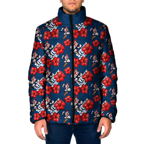 Sydney Roosters Padded Jacket Tropical Hibiscus Floral Seamless Rugby Mascot