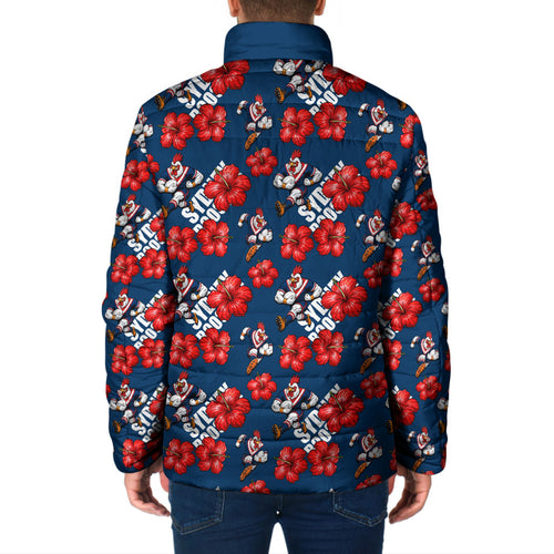 Sydney Roosters Padded Jacket Tropical Hibiscus Floral Seamless Rugby Mascot