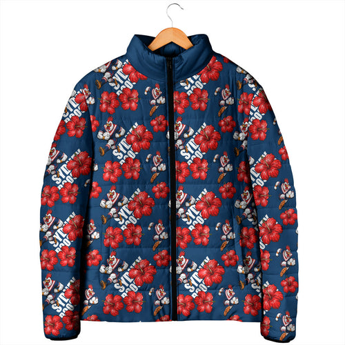 Sydney Roosters Padded Jacket Tropical Hibiscus Floral Seamless Rugby Mascot