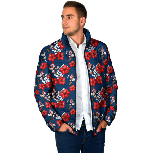 Sydney Roosters Padded Jacket Tropical Hibiscus Floral Seamless Rugby Mascot