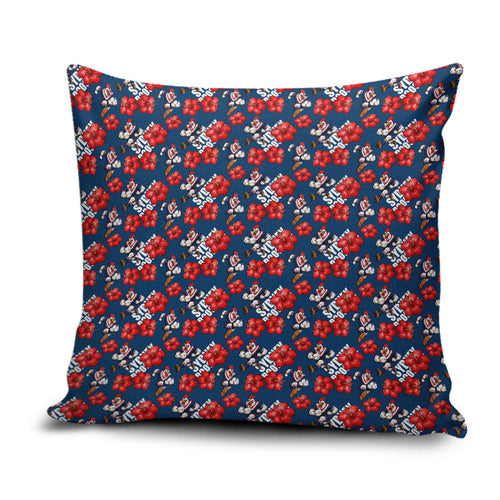 Sydney Roosters Pillow Cover Tropical Hibiscus Floral Seamless Rugby Mascot