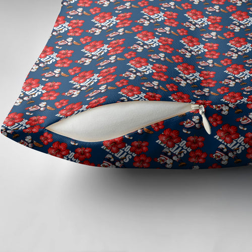 Sydney Roosters Pillow Cover Tropical Hibiscus Floral Seamless Rugby Mascot