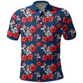 Sydney Roosters Polo Shirt Tropical Hibiscus Floral Seamless Rugby Mascot