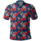 Sydney Roosters Polo Shirt Tropical Hibiscus Floral Seamless Rugby Mascot