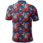 Sydney Roosters Polo Shirt Tropical Hibiscus Floral Seamless Rugby Mascot