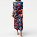 Sydney Roosters Puletasi Tropical Hibiscus Floral Seamless Rugby Mascot