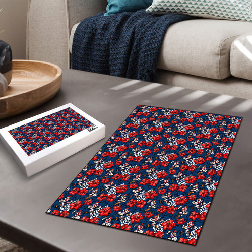 Sydney Roosters Puzzle Tropical Hibiscus Floral Seamless Rugby Mascot