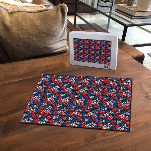 Sydney Roosters Puzzle Tropical Hibiscus Floral Seamless Rugby Mascot