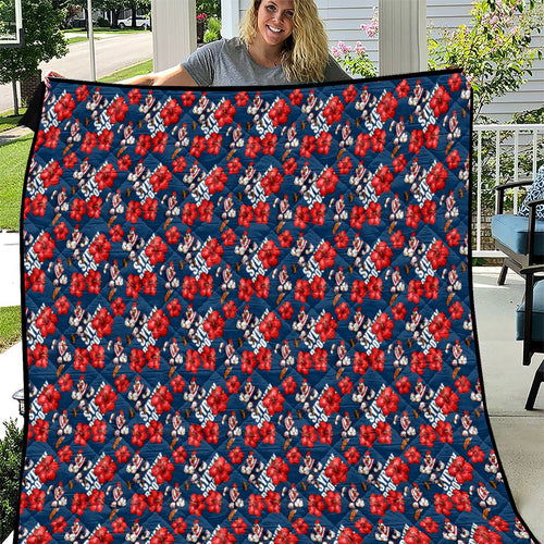 Sydney Roosters Quilt Tropical Hibiscus Floral Seamless Rugby Mascot