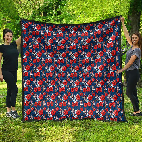 Sydney Roosters Quilt Tropical Hibiscus Floral Seamless Rugby Mascot