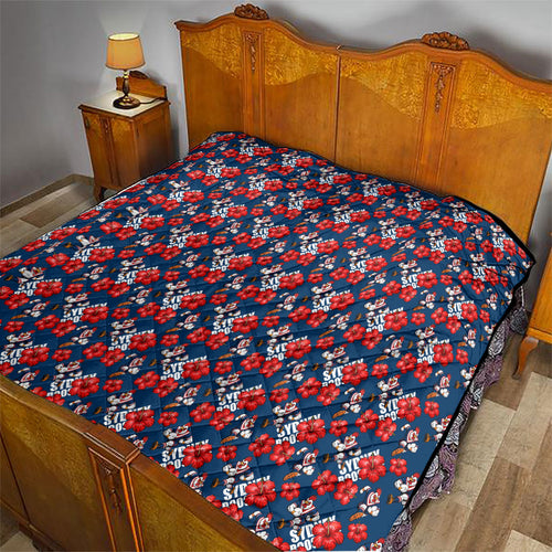 Sydney Roosters Quilt Tropical Hibiscus Floral Seamless Rugby Mascot
