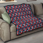 Sydney Roosters Quilt Tropical Hibiscus Floral Seamless Rugby Mascot