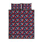 Sydney Roosters Quilt Bed Set Tropical Hibiscus Floral Seamless Rugby Mascot