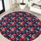 Sydney Roosters Round Carpet Tropical Hibiscus Floral Seamless Rugby Mascot
