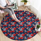 Sydney Roosters Round Carpet Tropical Hibiscus Floral Seamless Rugby Mascot