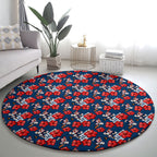 Sydney Roosters Round Carpet Tropical Hibiscus Floral Seamless Rugby Mascot