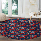 Sydney Roosters Round Carpet Tropical Hibiscus Floral Seamless Rugby Mascot