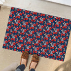 Sydney Roosters Rubber Doormat Tropical Hibiscus Floral Seamless Rugby Mascot