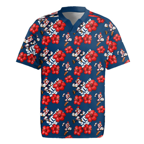 Sydney Roosters Rugby Jersey Tropical Hibiscus Floral Seamless Rugby Mascot