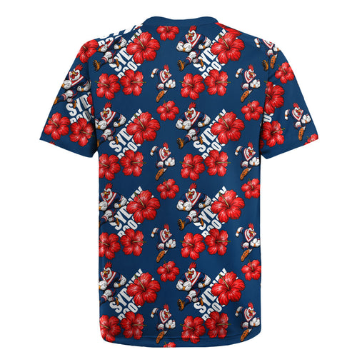 Sydney Roosters Rugby Jersey Tropical Hibiscus Floral Seamless Rugby Mascot