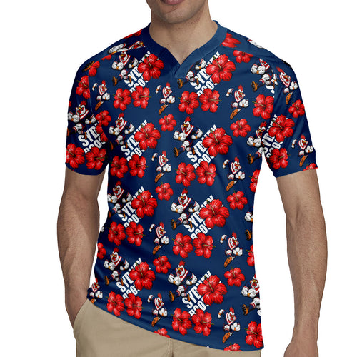 Sydney Roosters Rugby Jersey Tropical Hibiscus Floral Seamless Rugby Mascot