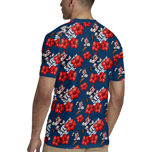 Sydney Roosters Rugby Jersey Tropical Hibiscus Floral Seamless Rugby Mascot