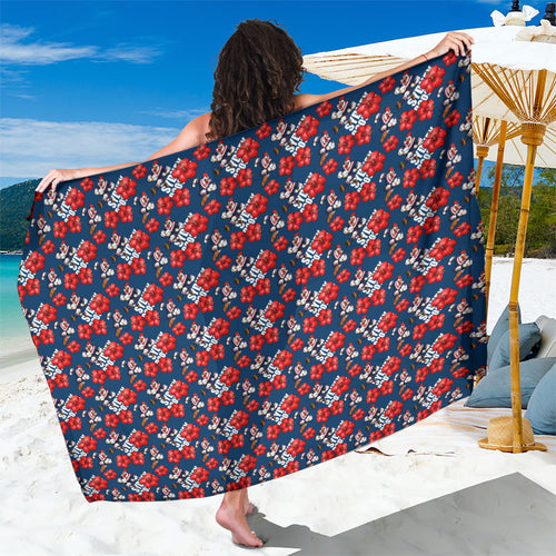 Sydney Roosters Sarong Tropical Hibiscus Floral Seamless Rugby Mascot