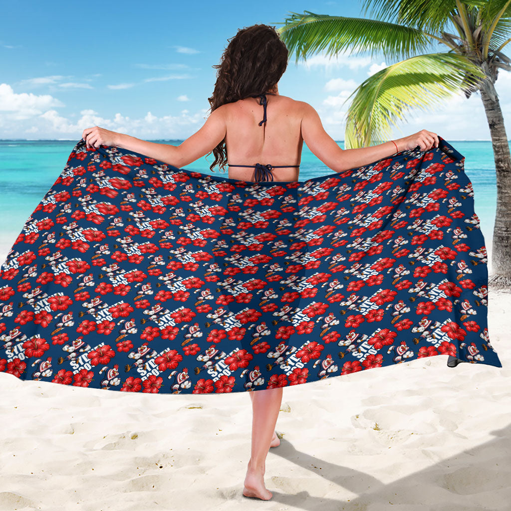 Sydney Roosters Sarong Tropical Hibiscus Floral Seamless Rugby Mascot
