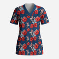 Sydney Roosters Scrub Top Tropical Hibiscus Floral Seamless Rugby Mascot