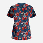 Sydney Roosters Scrub Top Tropical Hibiscus Floral Seamless Rugby Mascot
