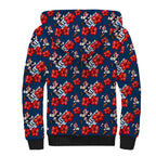 Sydney Roosters Sherpa Hoodie Tropical Hibiscus Floral Seamless Rugby Mascot