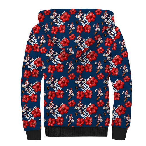 Sydney Roosters Sherpa Hoodie Tropical Hibiscus Floral Seamless Rugby Mascot