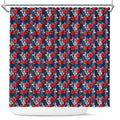 Sydney Roosters Shower Curtain Tropical Hibiscus Floral Seamless Rugby Mascot