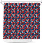Sydney Roosters Shower Curtain Tropical Hibiscus Floral Seamless Rugby Mascot