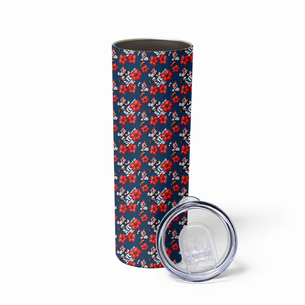 Sydney Roosters Skinny Tumbler Tropical Hibiscus Floral Seamless Rugby Mascot