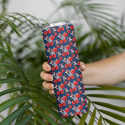 Sydney Roosters Skinny Tumbler Tropical Hibiscus Floral Seamless Rugby Mascot