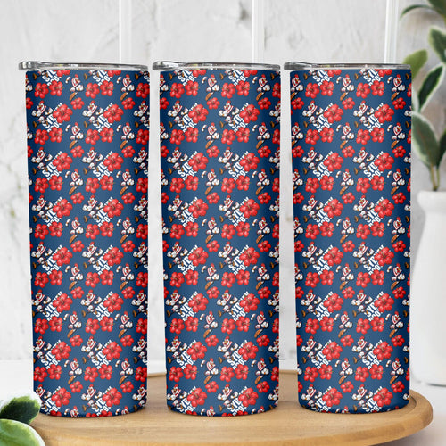 Sydney Roosters Skinny Tumbler Tropical Hibiscus Floral Seamless Rugby Mascot